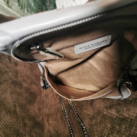 Unique Light blue/Gunmetal Laser Cut Bibi Crossbody EUC #244 - Picture 8 of 15